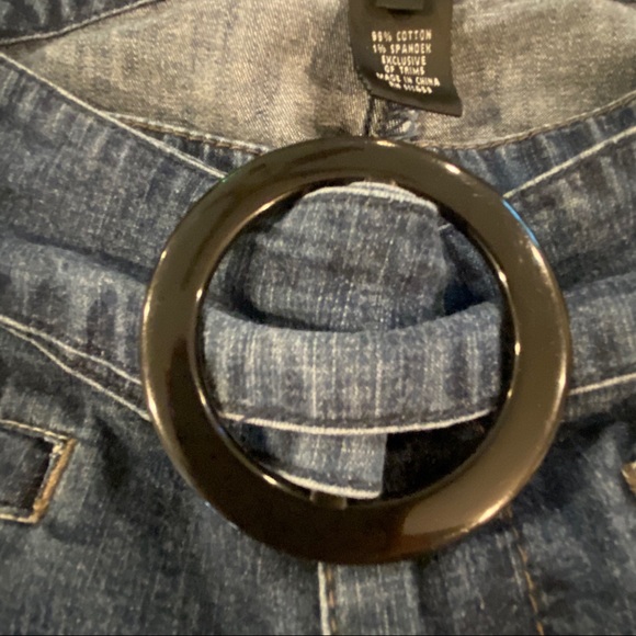 Noir capris denim jeans with attached belt - Picture 6 of 9